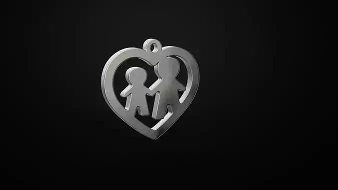 Pendant heart with little men