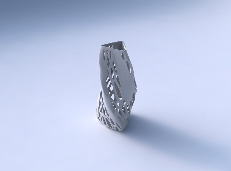 Vase twist curved tipping triangle 2 with organic lattice and... 3D print model_3