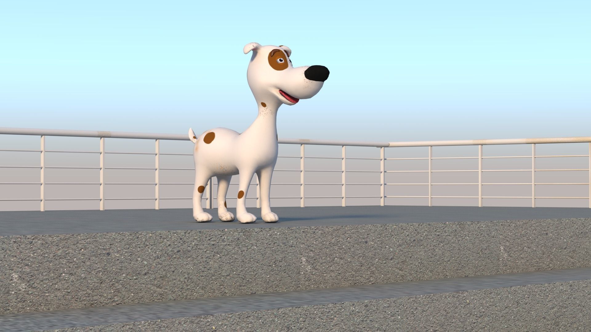 dog-puppy circle with spots Low-poly 3D model_4