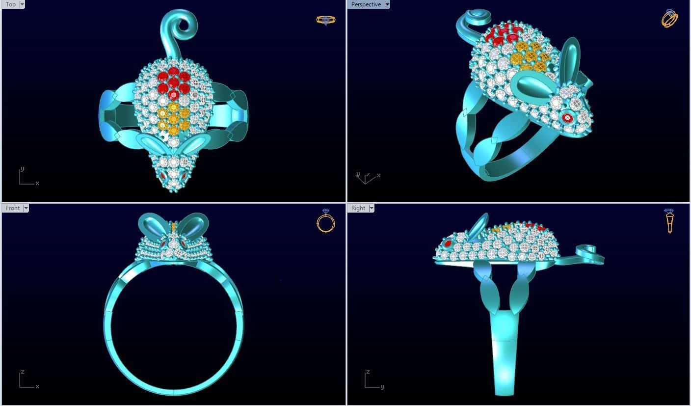 Mouse Ring - Womens rings - N422 3D print model_5