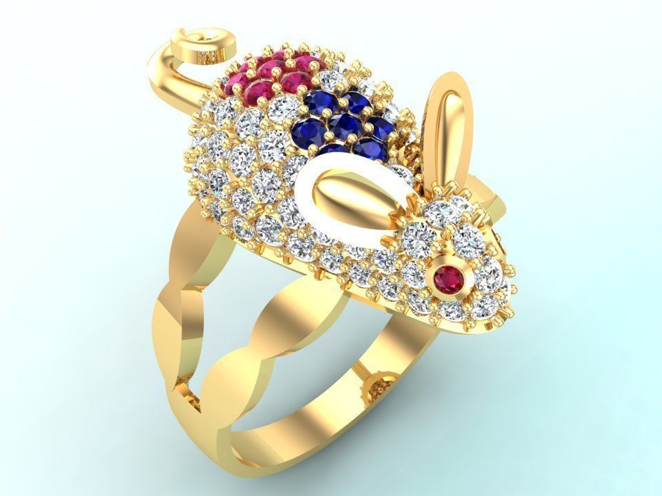 Mouse Ring - Womens rings - N422 3D print model_1