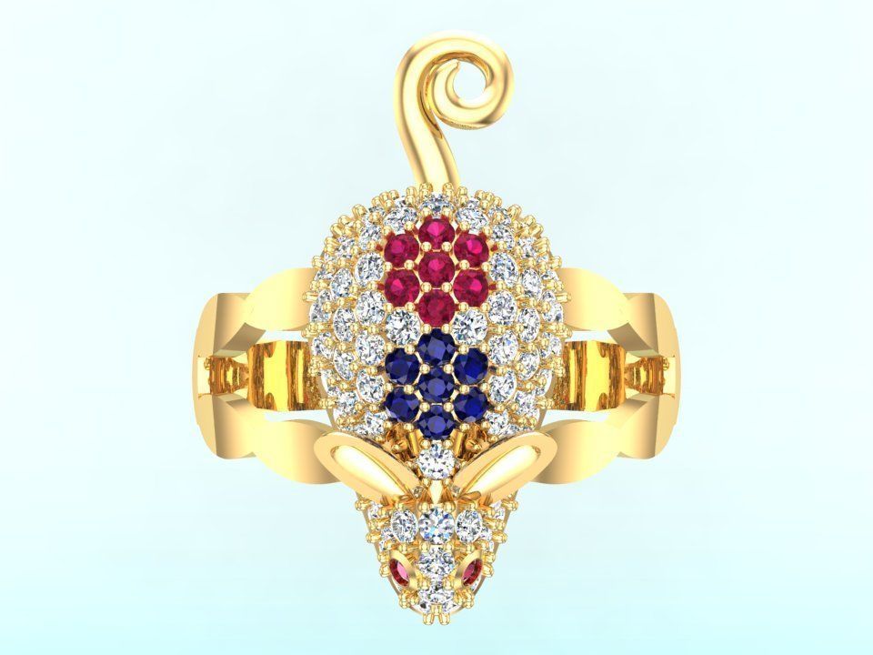 Mouse Ring - Womens rings - N422 3D print model_2