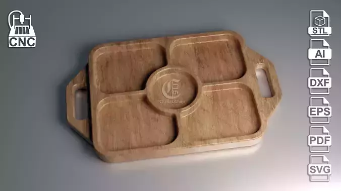 3D STL and Vector Files for CNC and 3D Printer - Serving Tray 