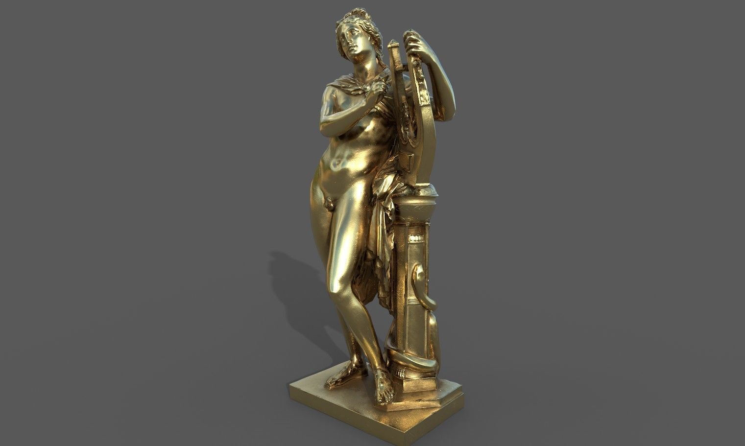 Statue of Apollo 3 Low-poly 3D model_27