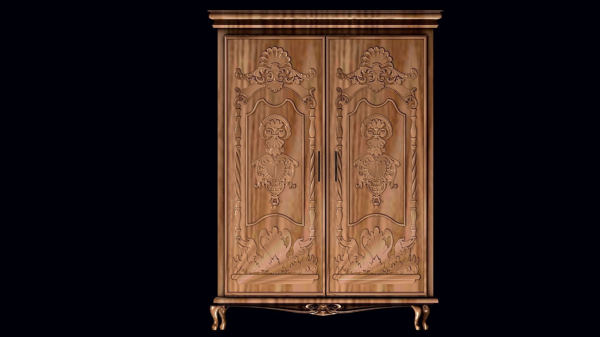 WARCROBE ornate wooden armoire 3D model_4