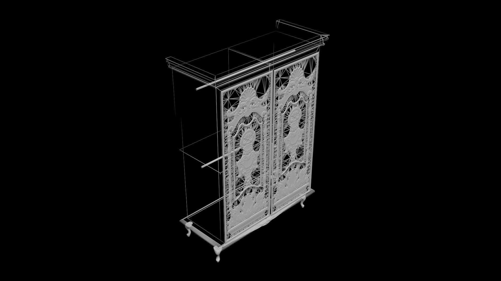 WARCROBE ornate wooden armoire 3D model_5