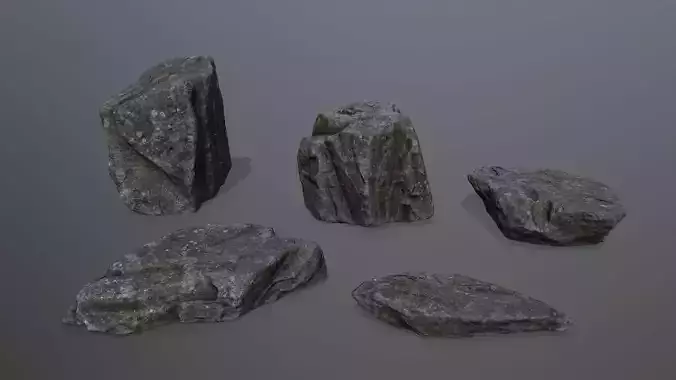 Rock Set Low-poly 3D model