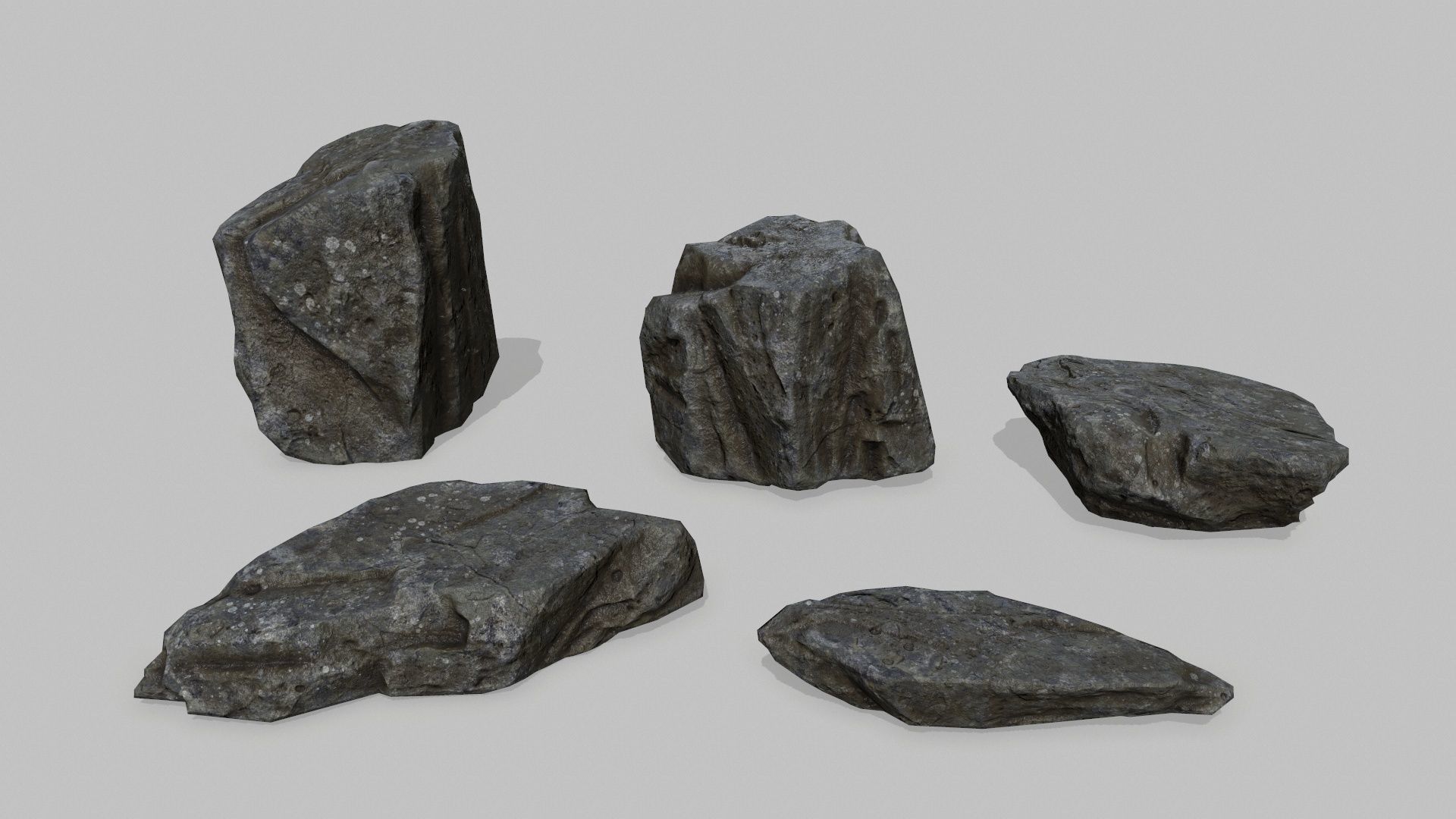 Rock Set Low-poly 3D model_1