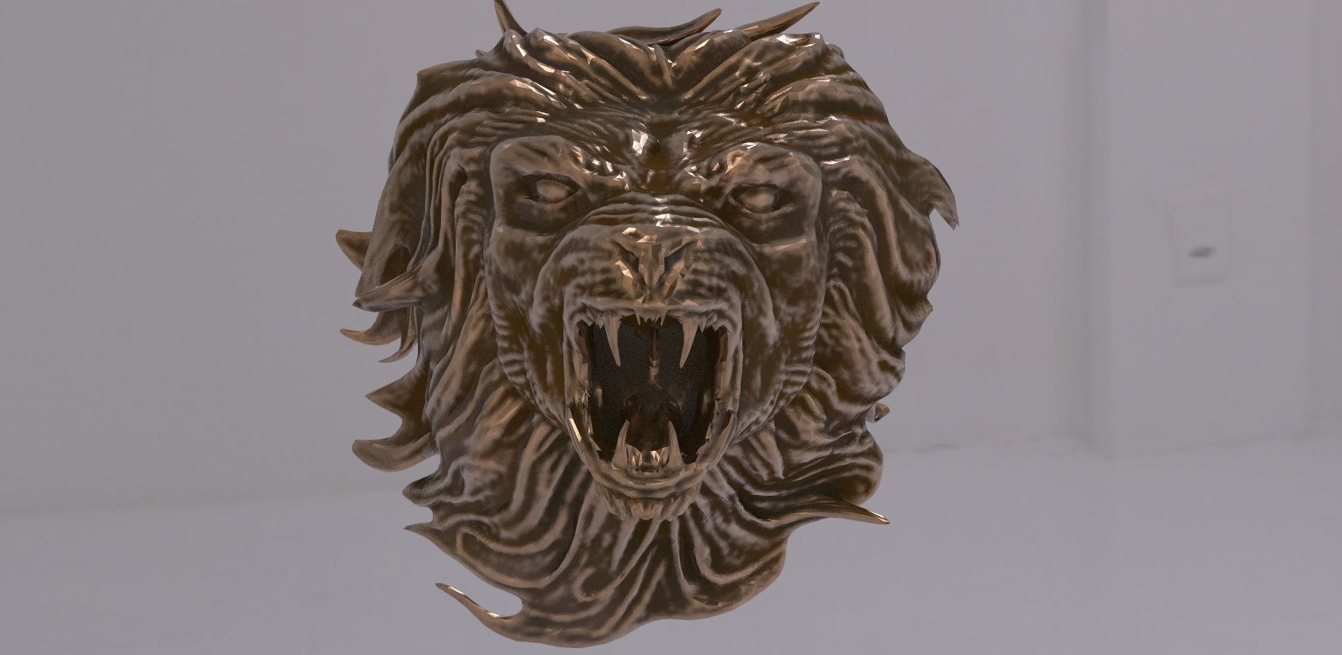 Lion Head Bust 3D model_1