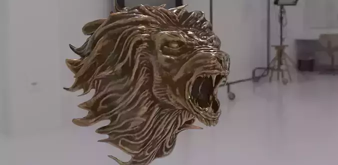 Lion Head Bust 3D model
