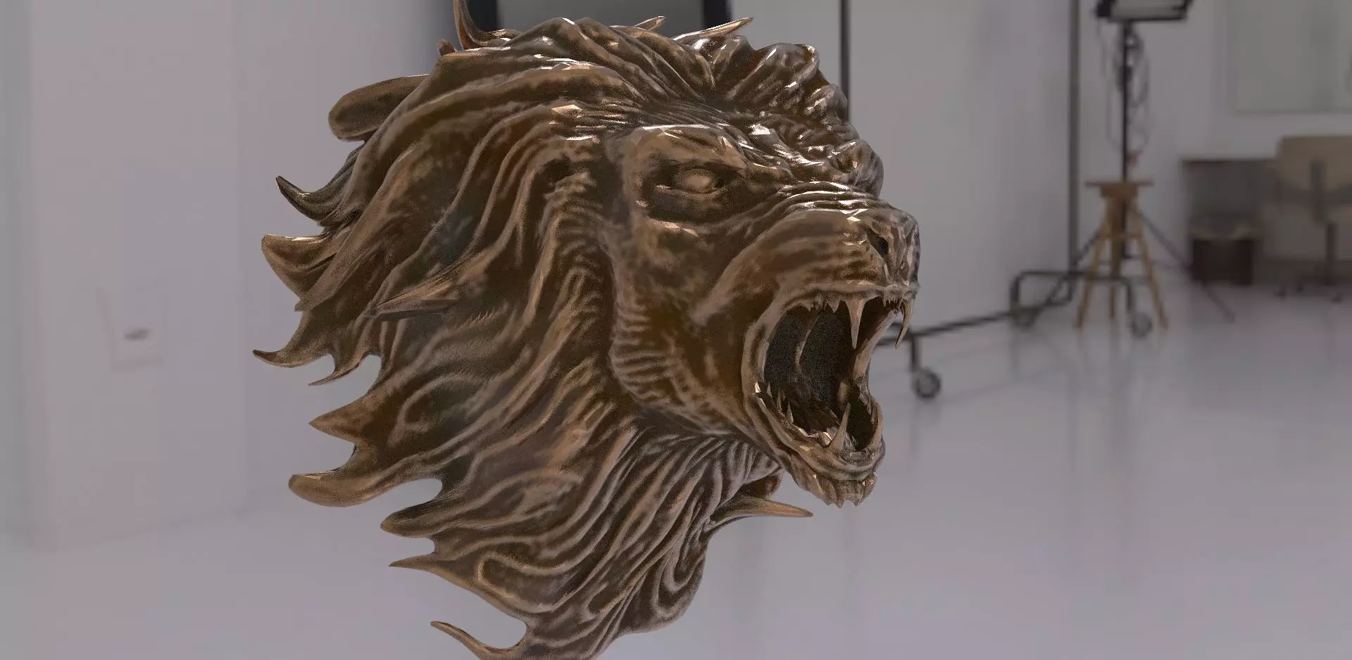 Lion Head Bust 3D model_0