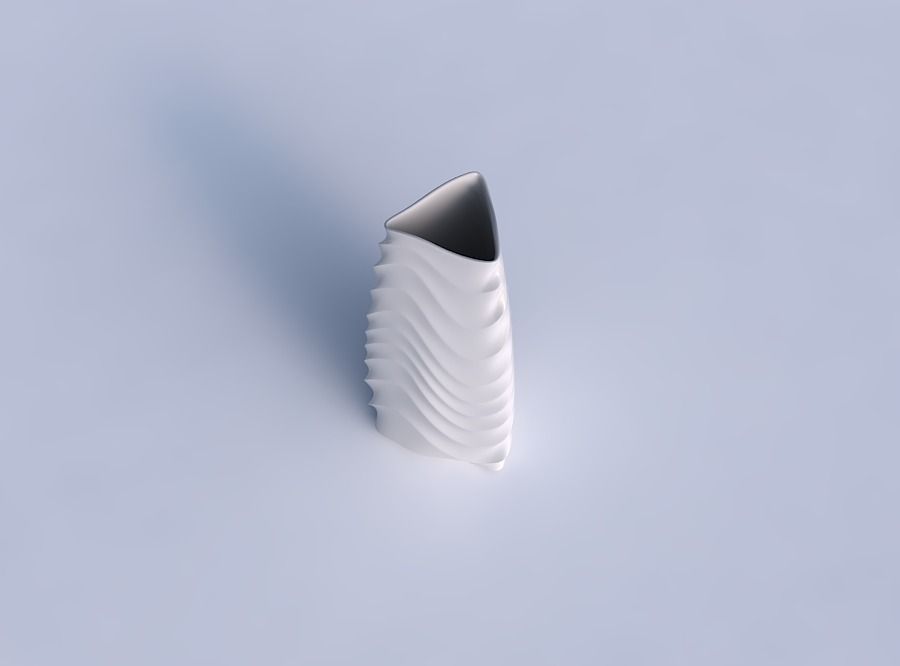 Vase triangle with curved horizontal wavy sections 3D print model_1