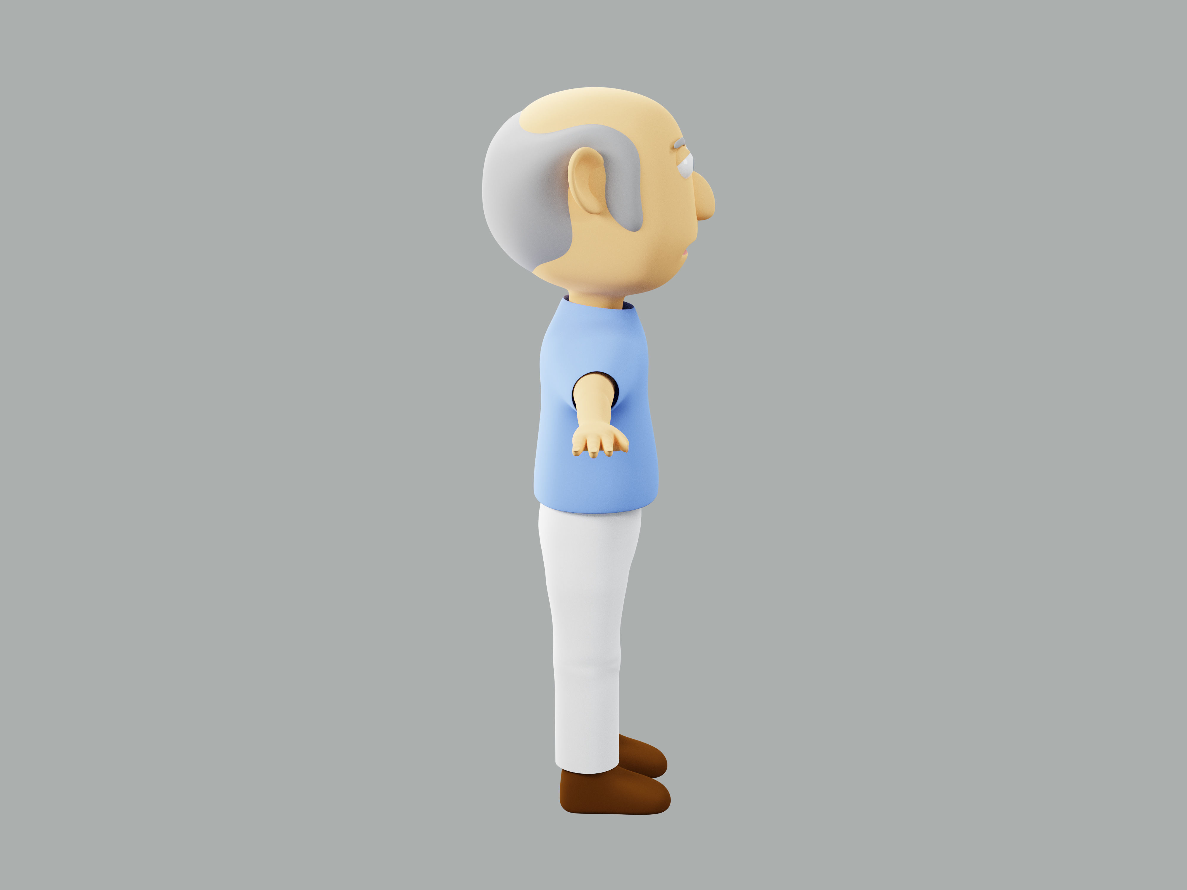 The big head old man Low-poly character 3D model_4