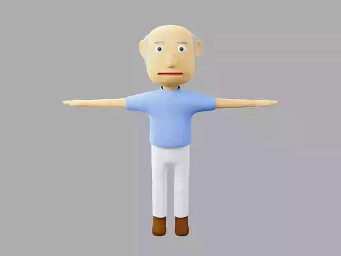 The big head old man Low-poly character