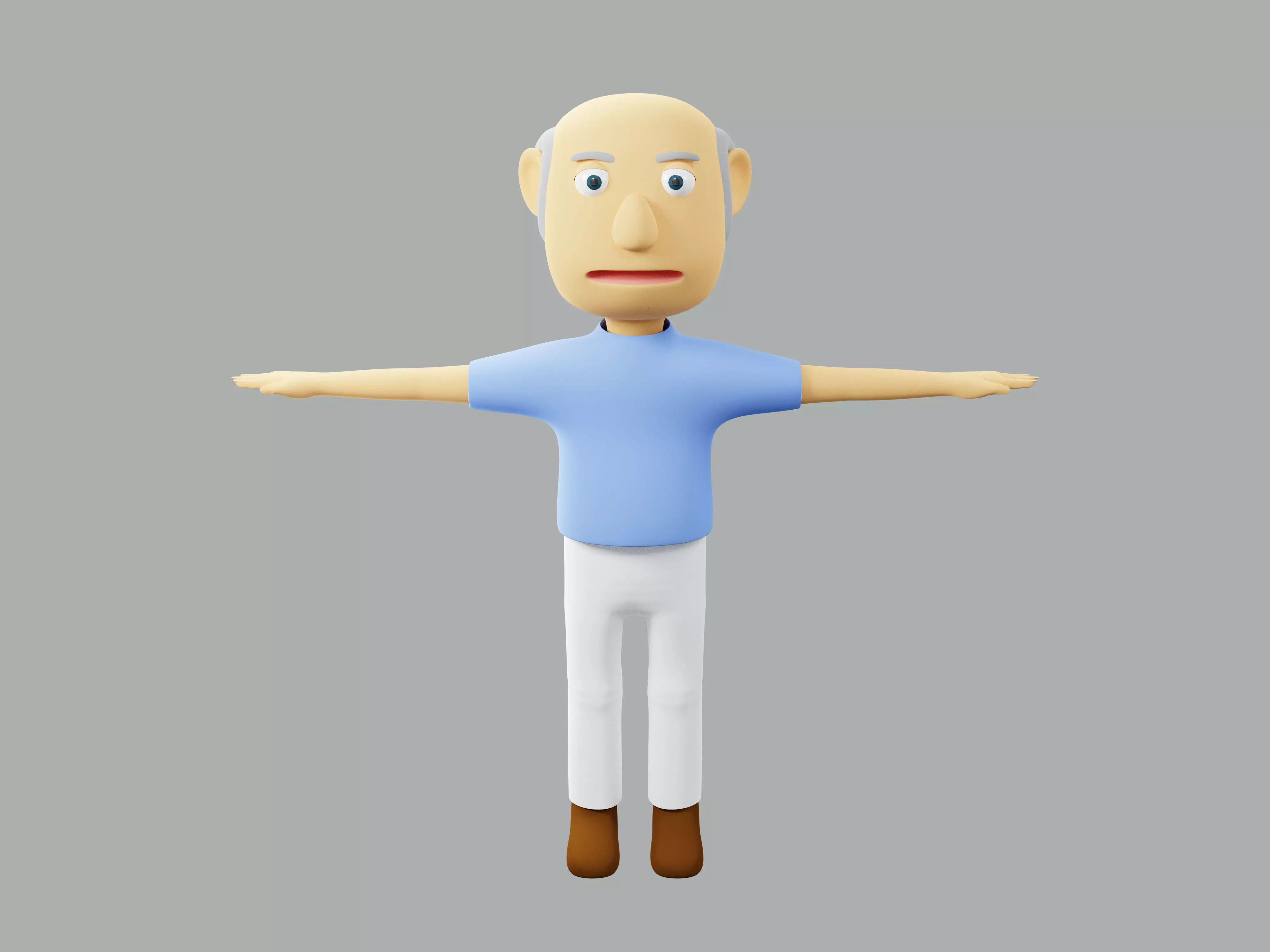 The big head old man Low-poly character 3D model_0