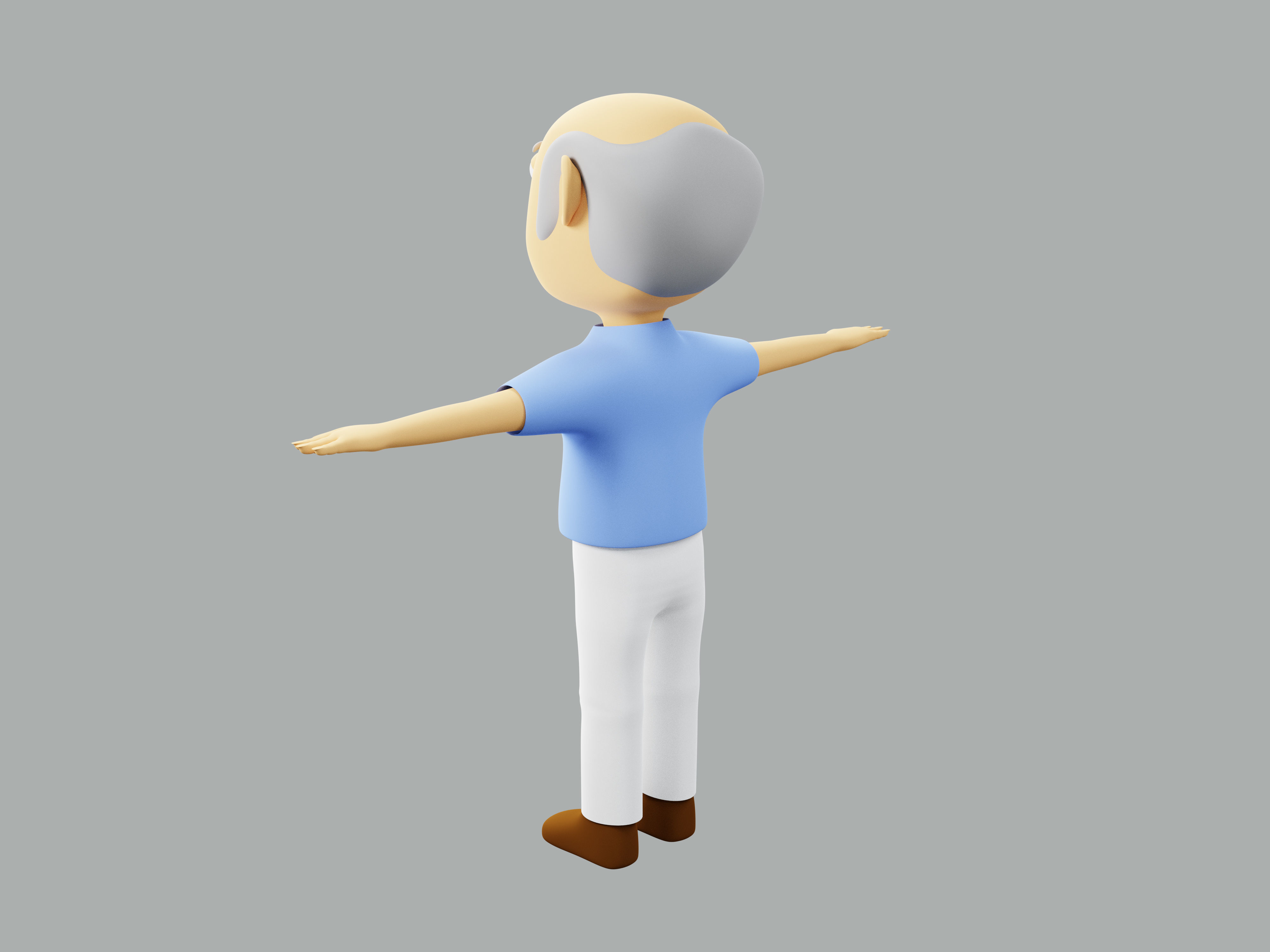 The big head old man Low-poly character 3D model_5