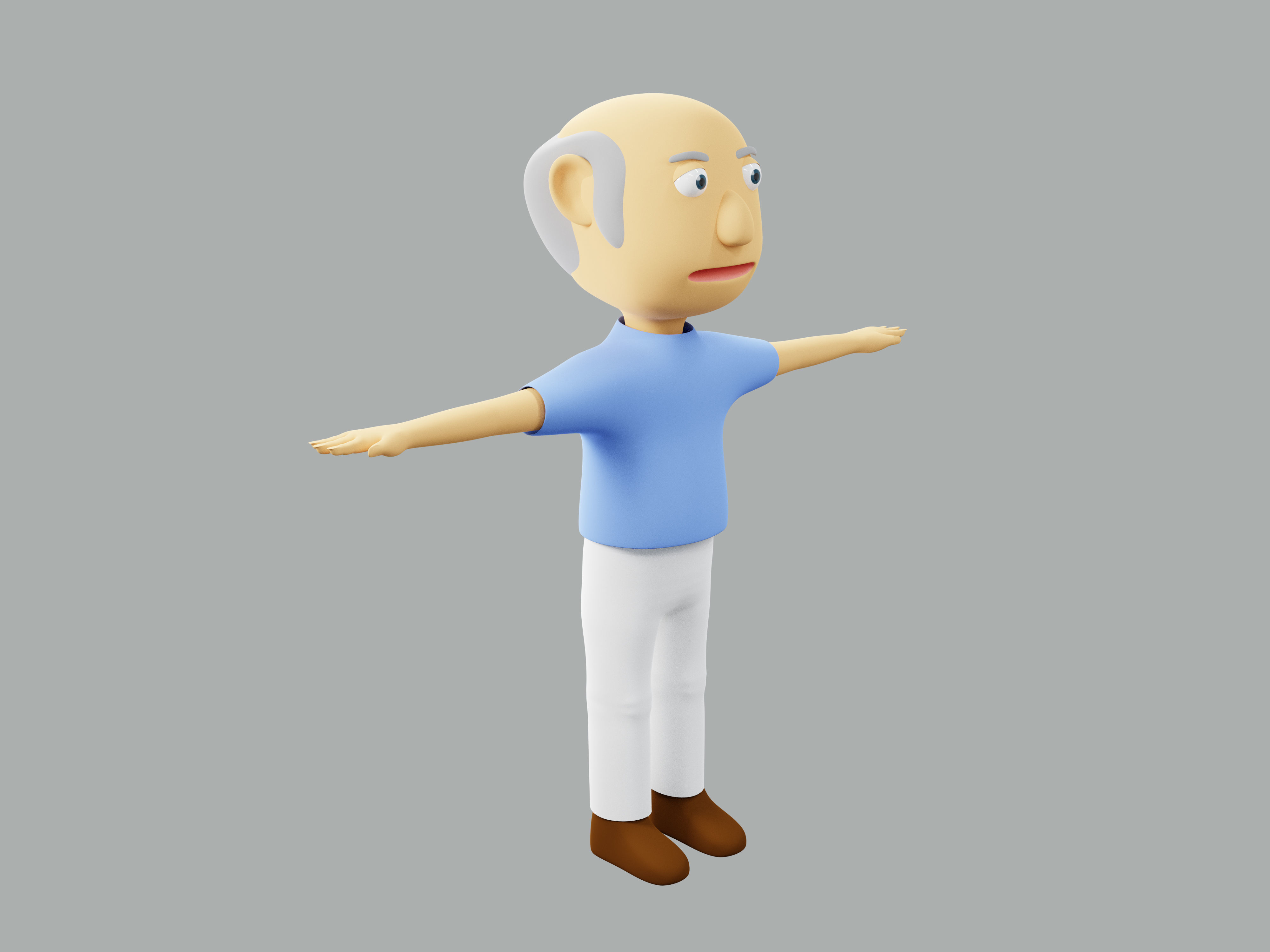 The big head old man Low-poly character 3D model_7