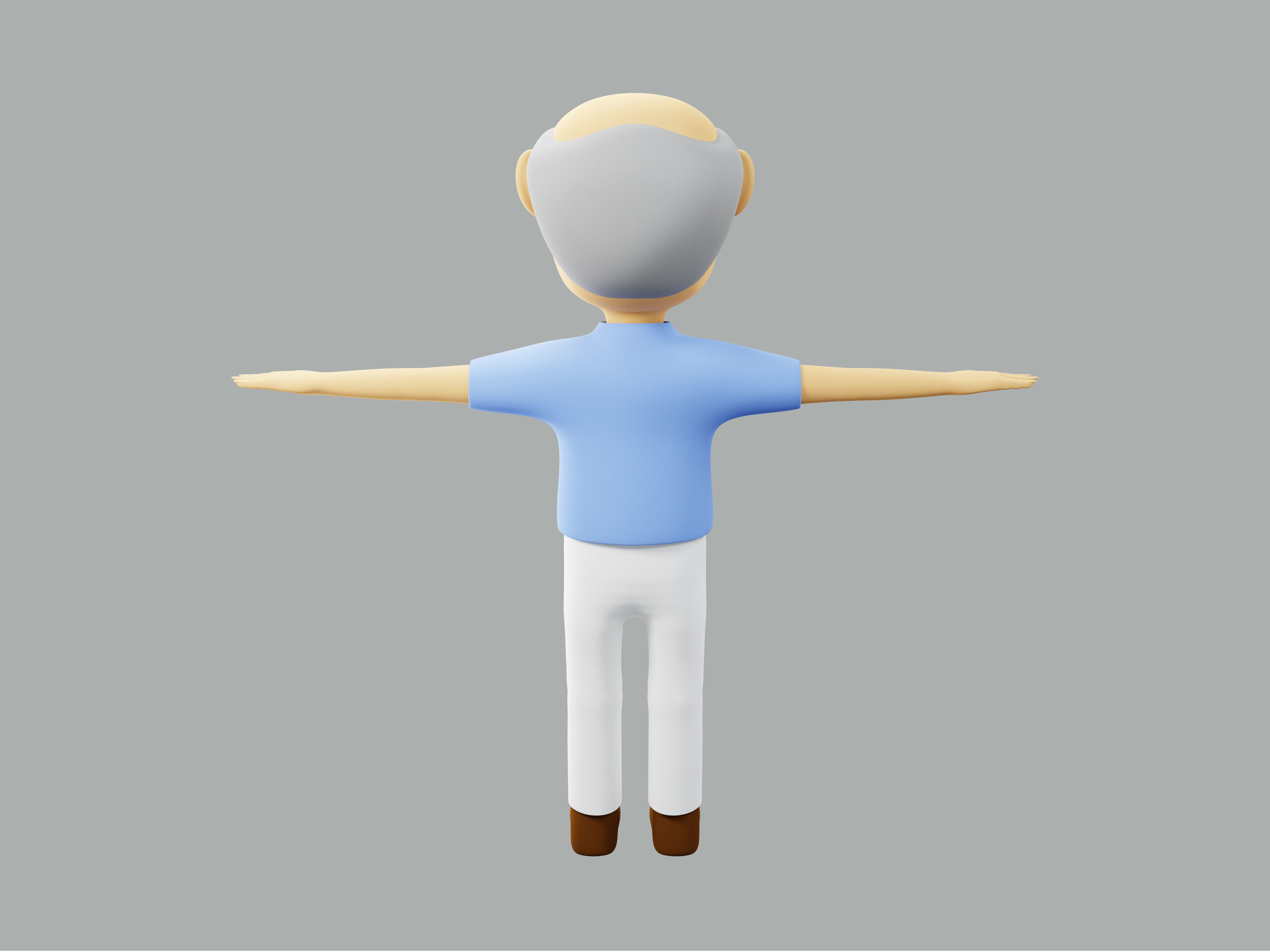 The big head old man Low-poly character 3D model_13