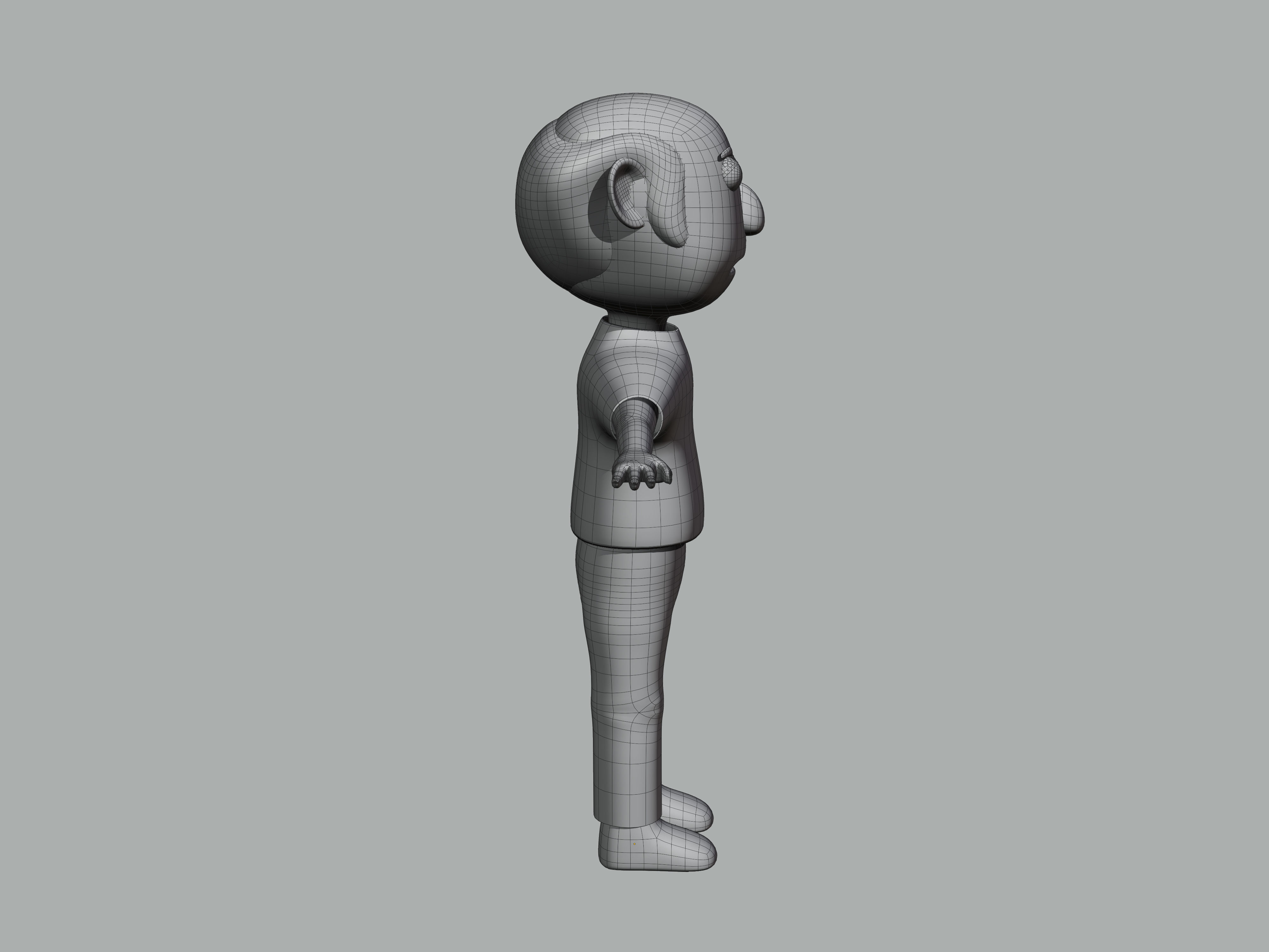 The big head old man Low-poly character 3D model_11