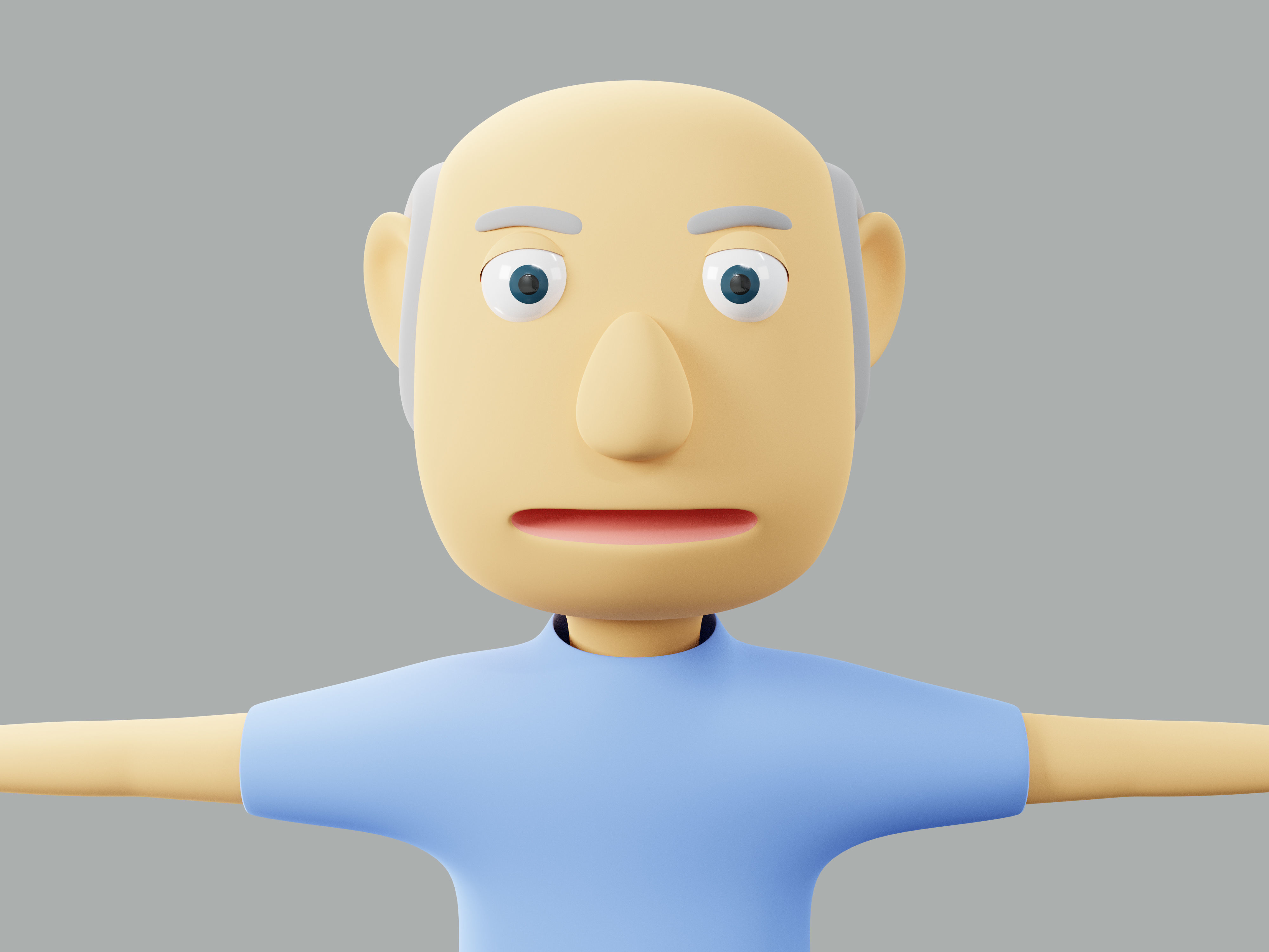 The big head old man Low-poly character 3D model_10