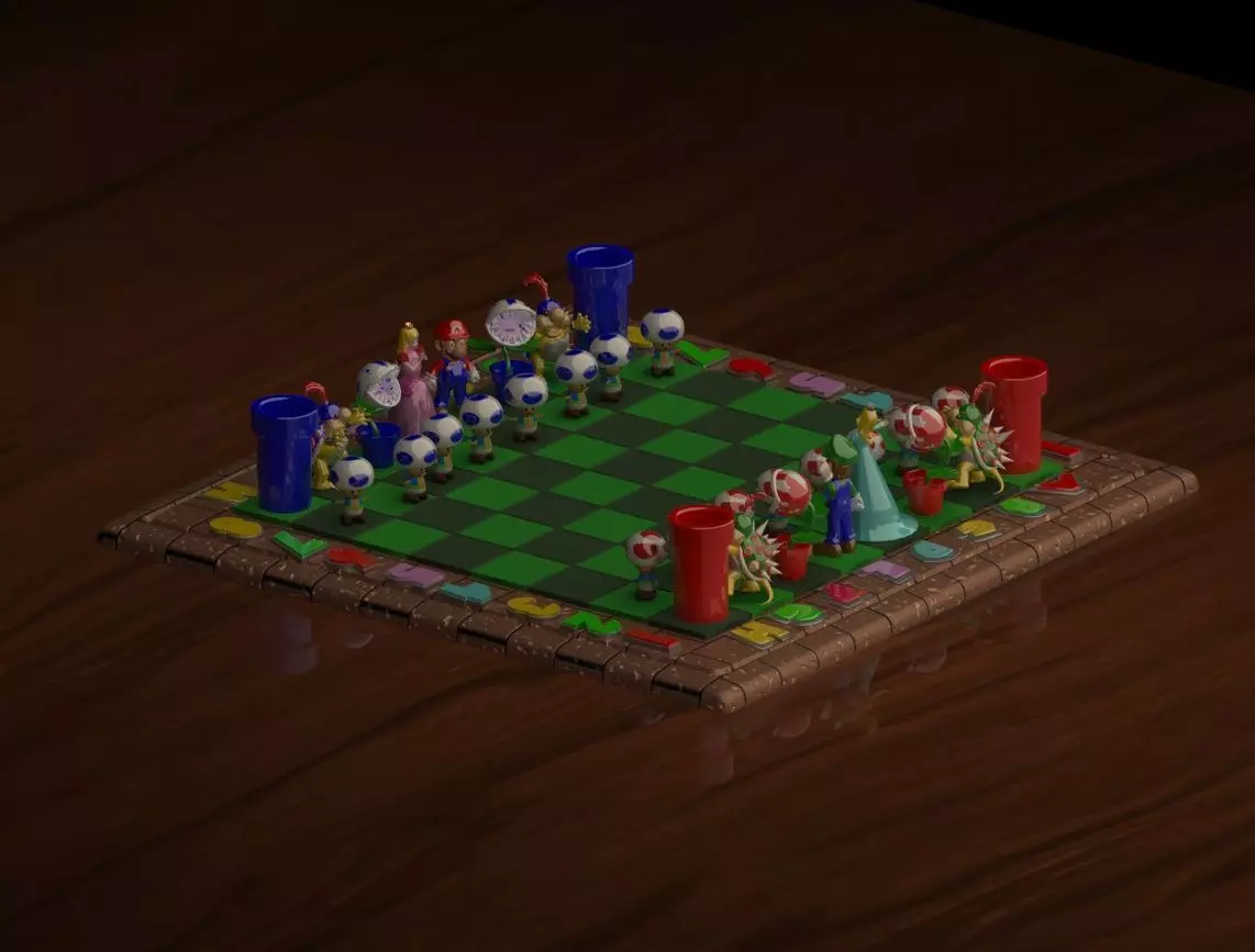 Mario Chess Set 3D print model_0