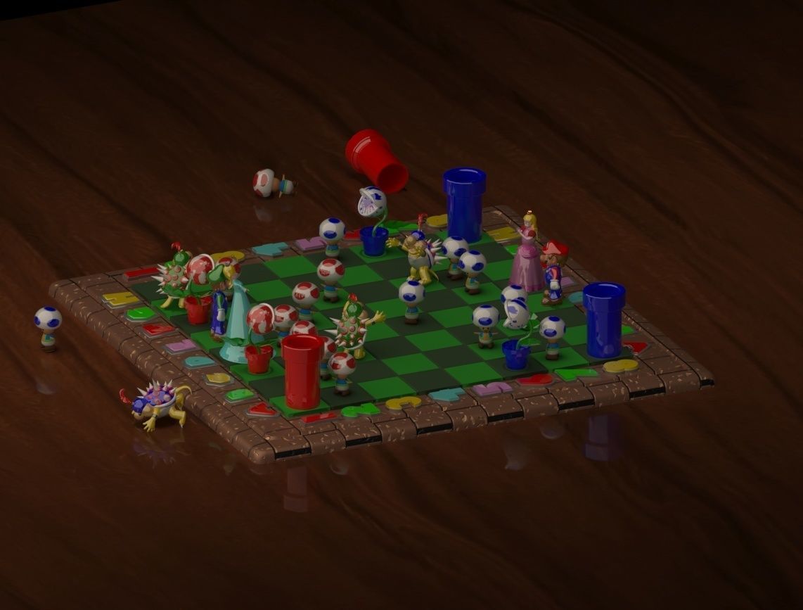 Mario Chess Set 3D print model_1