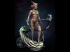 Hunteress statue of woman holding sword 3D print model_1
