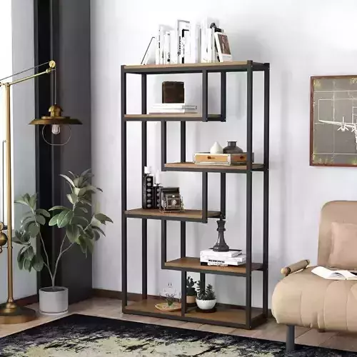 Dark Walnut Peltier Steel Geometric Bookcase