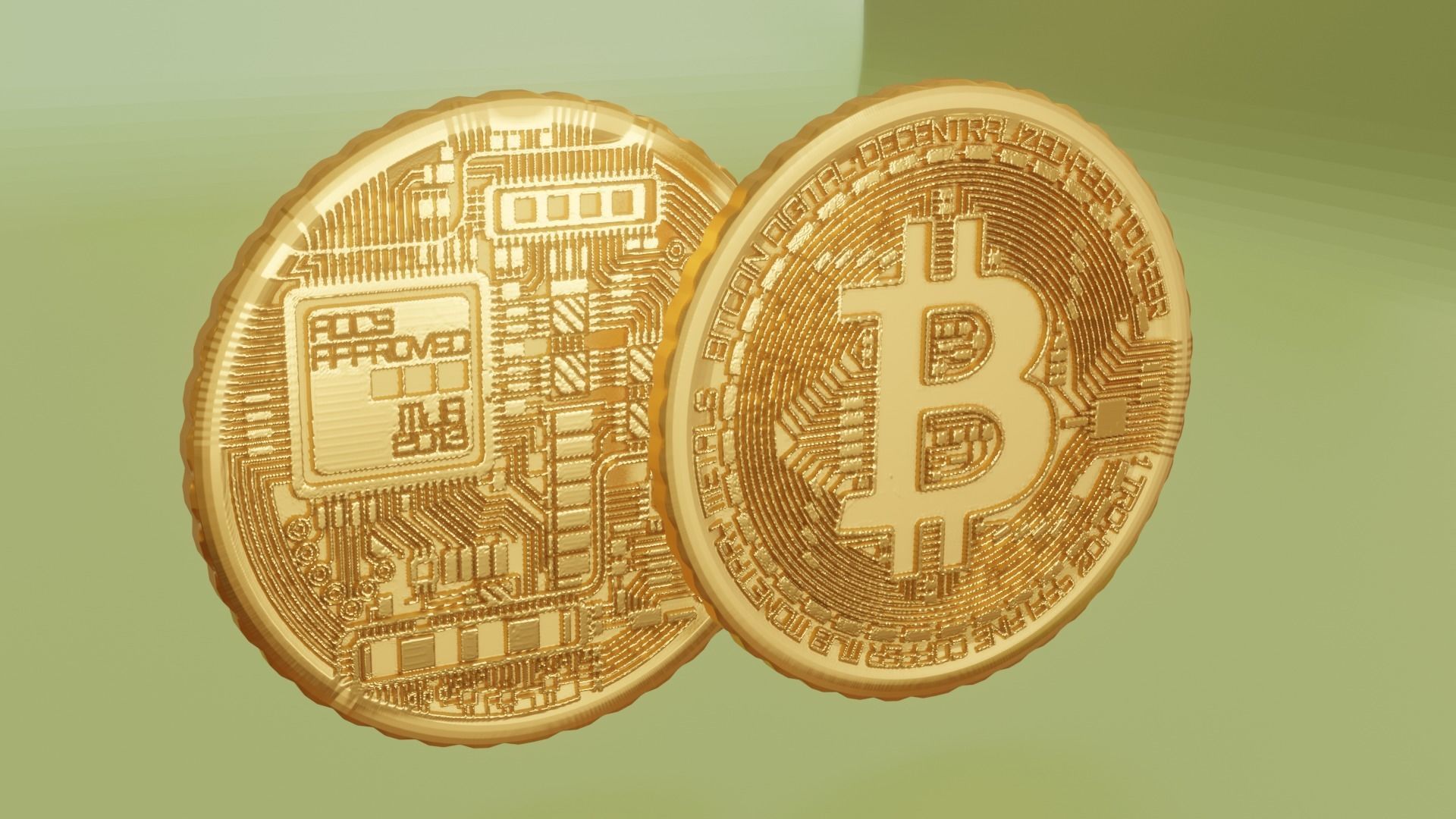 Bitcoin two bitcoins 3D print model_3