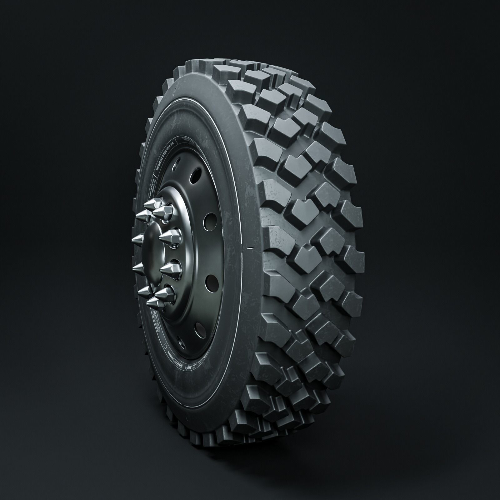Marmon Terrain Tire and Rim 3D model_3