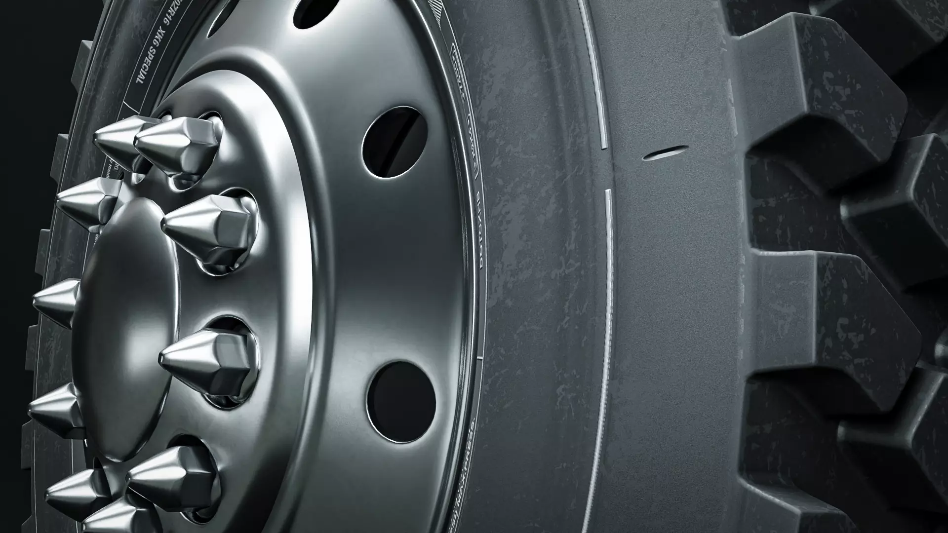 Marmon Terrain Tire and Rim 3D model_0