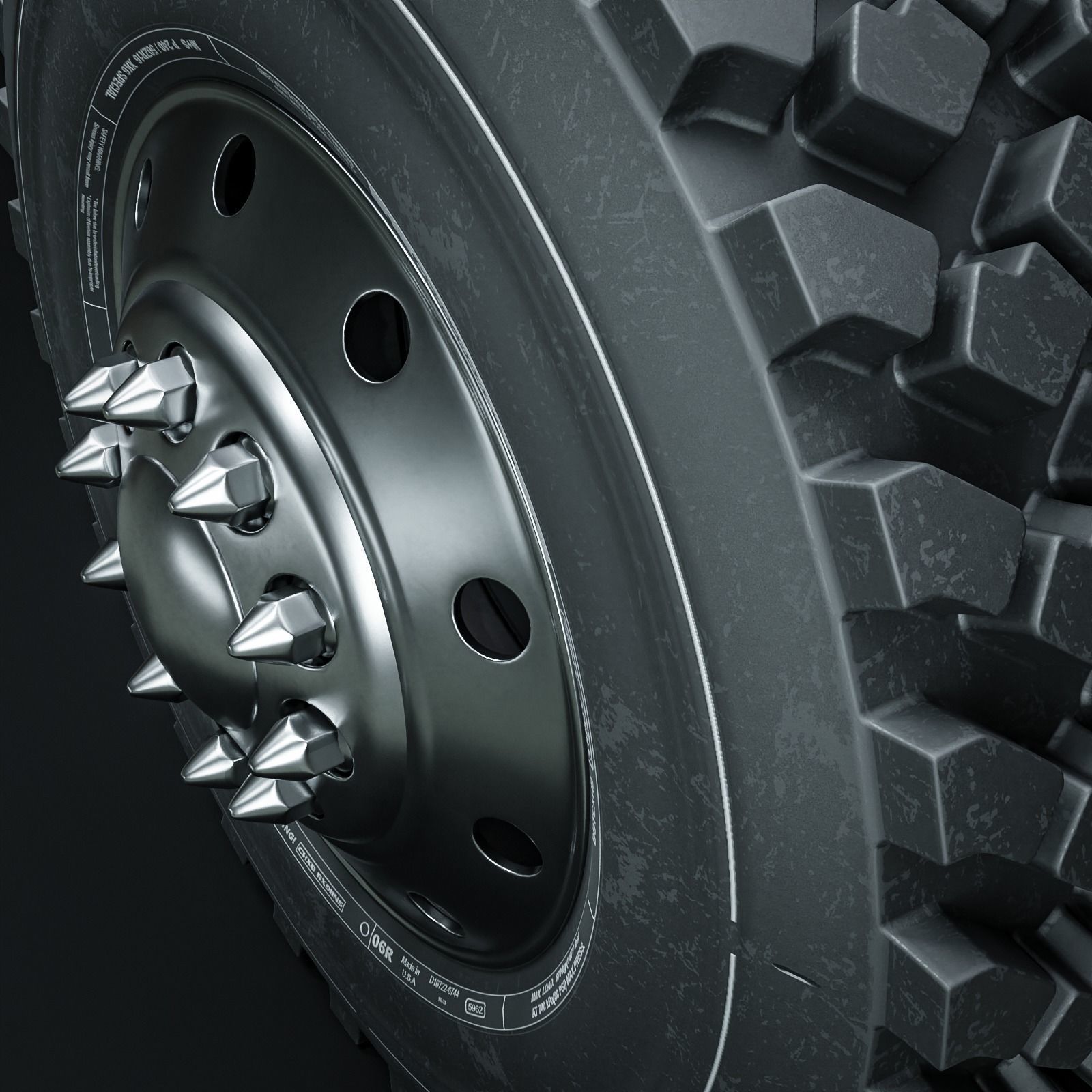 Marmon Terrain Tire and Rim 3D model_4