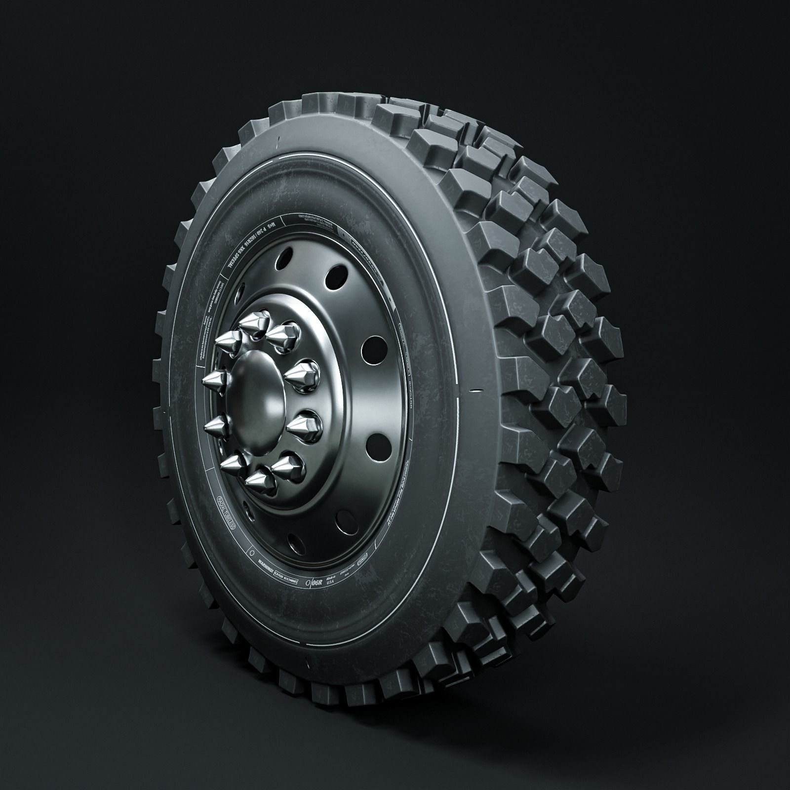 Marmon Terrain Tire and Rim 3D model_2