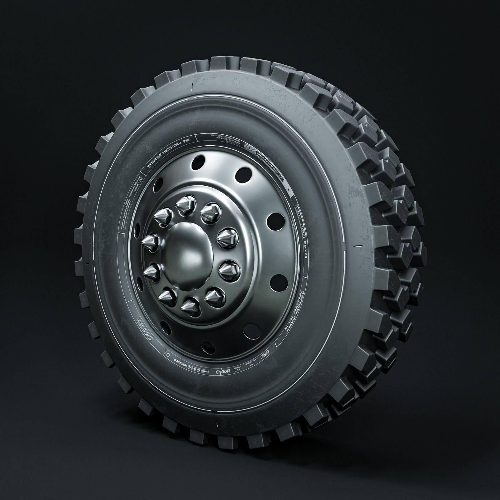 Marmon Terrain Tire and Rim 3D model_1