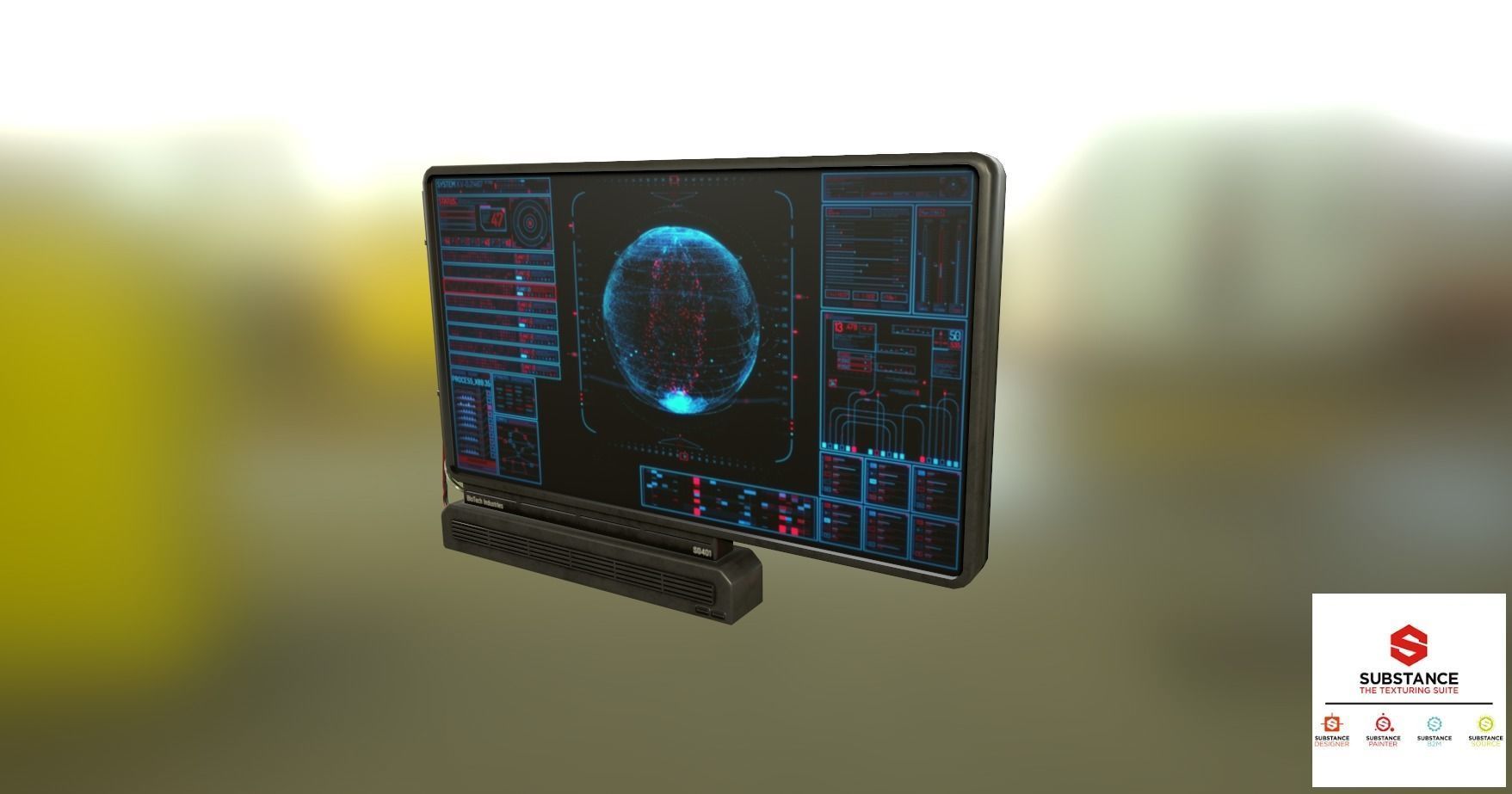 Sci-Fi Display Panel Low-poly 3D model_19