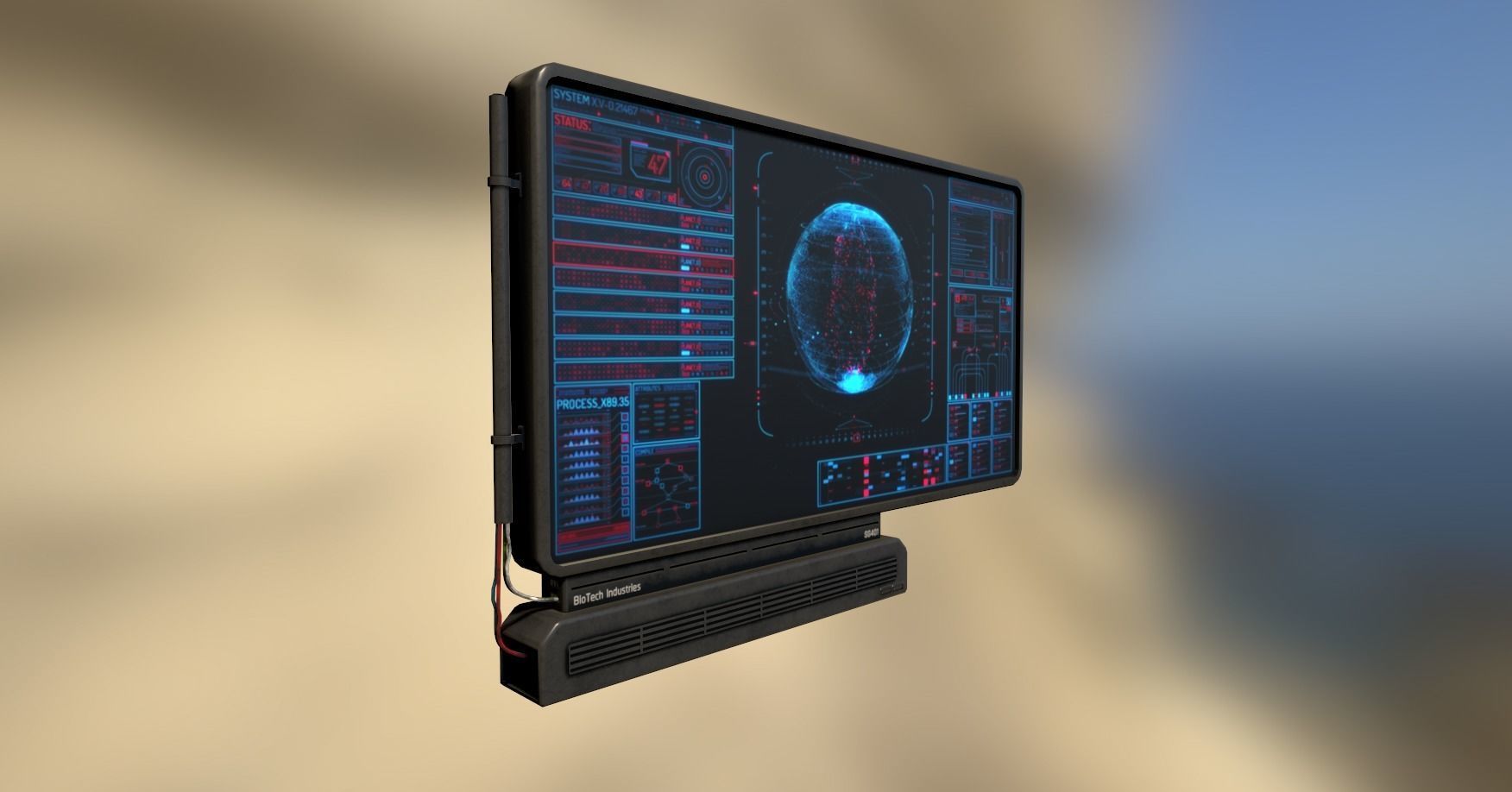 Sci-Fi Display Panel Low-poly 3D model_16