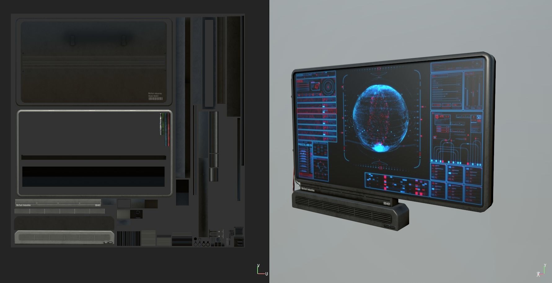 Sci-Fi Display Panel Low-poly 3D model_20