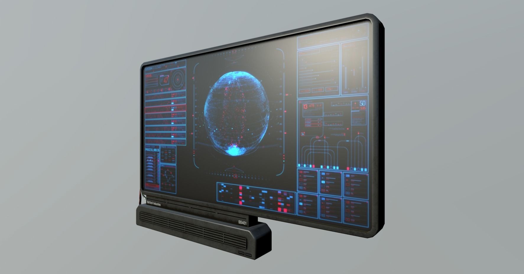Sci-Fi Display Panel Low-poly 3D model_2
