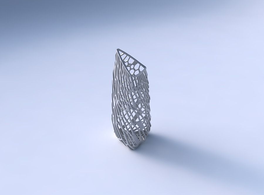 Vase tipped triangle with faceted and twisted organic lattice 2 3D print model_3