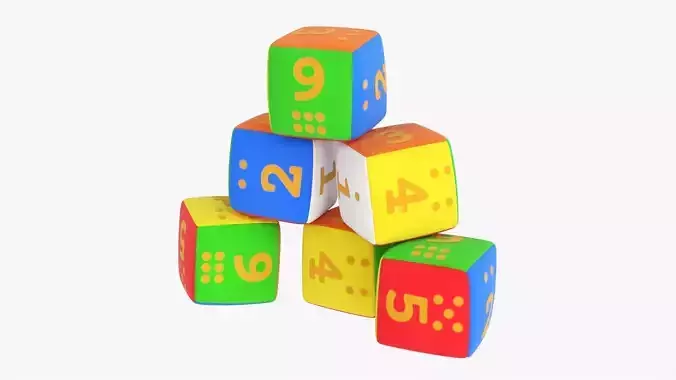 Soft baby cubes with numbers 03 3D model