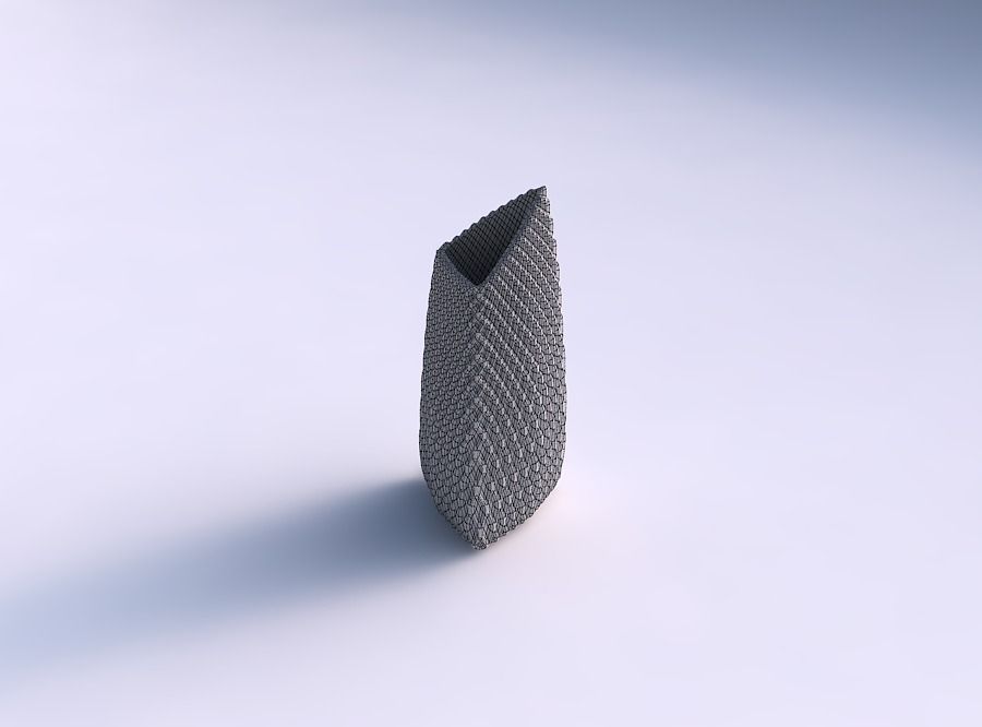 Vase tipped triangle with grid piramides 2 3D print model_5
