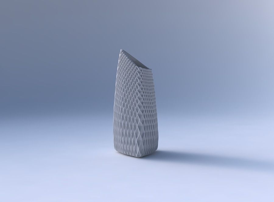 Vase tipped triangle with grid piramides 2 3D print model_4