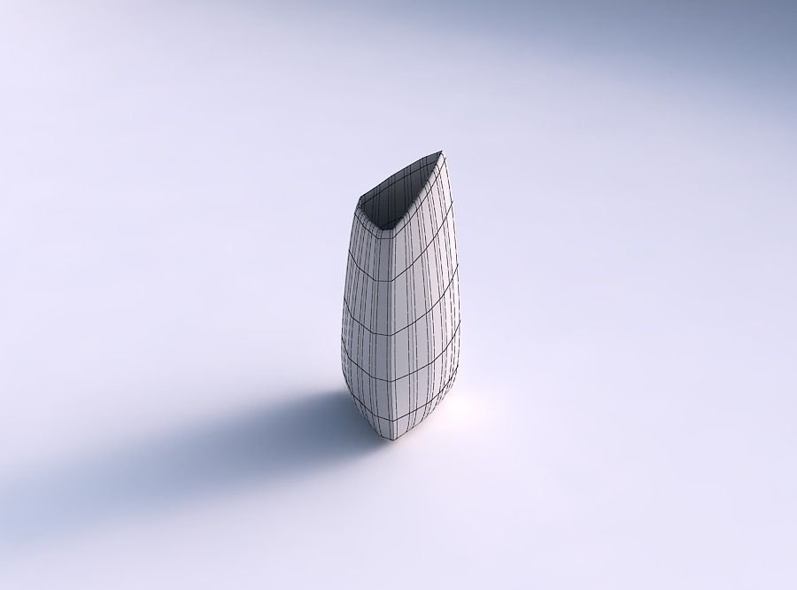 Vase tipped triangle with bands uniform vertical 3D print model_5