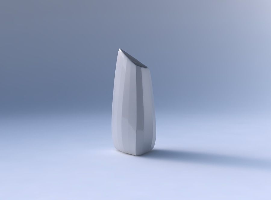 Vase tipped triangle with bands uniform vertical 3D print model_4