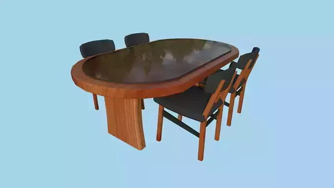 Black Wood Dinning Table 31 - Furniture Interior Design Low-poly 3D model