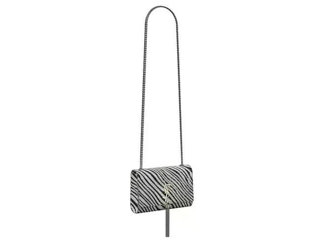 YSL Saint Laurent Kate Small Bag Zebra fur Low-poly 3D model
