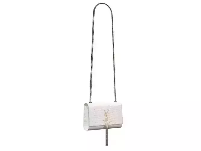 YSL Saint Laurent Kate Small Bag White Crocodile Low-poly 3D model