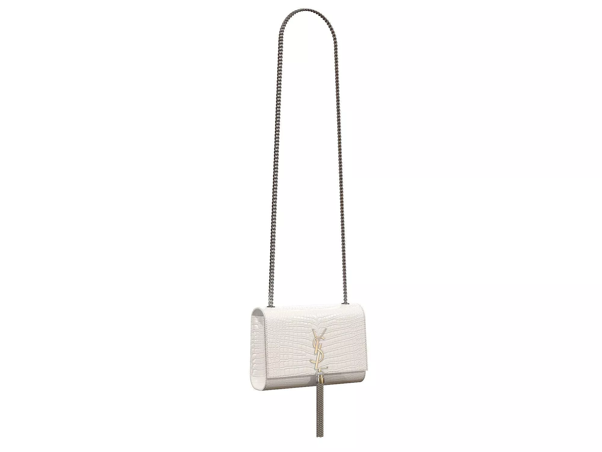 YSL Saint Laurent Kate Small Bag White Crocodile Low-poly 3D model