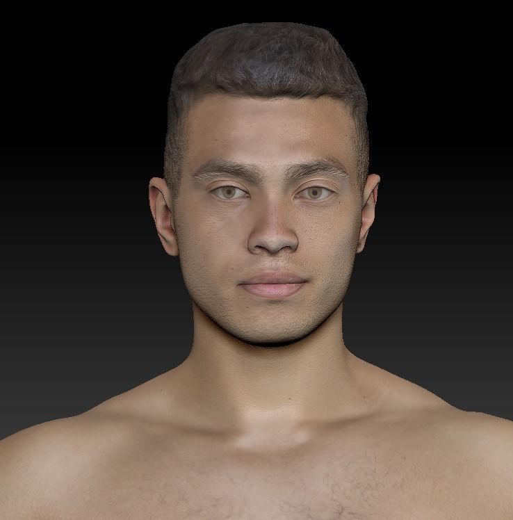 Shirtless athletic man in A-pose 310 Low-poly 3D model_6