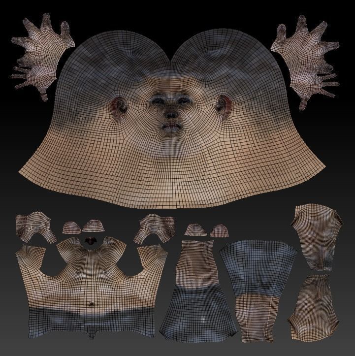 Shirtless athletic man in A-pose 310 Low-poly 3D model_7